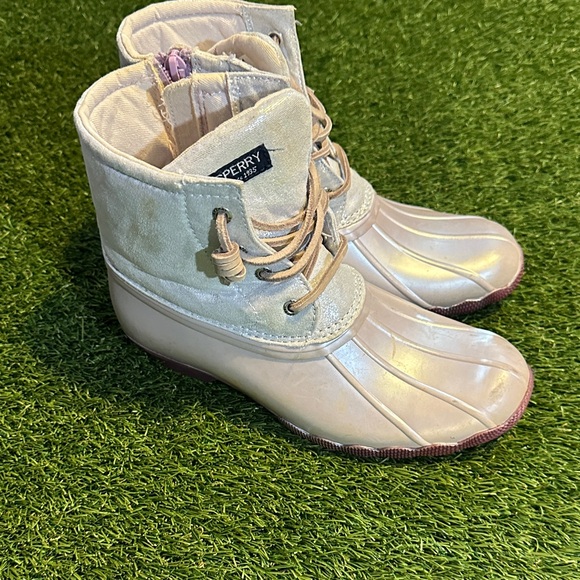 Sperry Top Sider Girls Saltwater Pink Duck Boots size 4Y - Picture 3 of 8